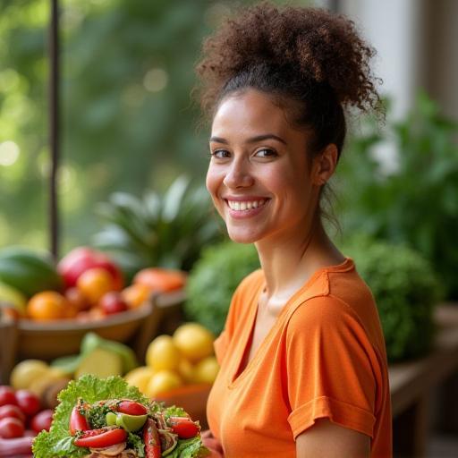 Webinar banner image featuring healthy food and a nutritionist